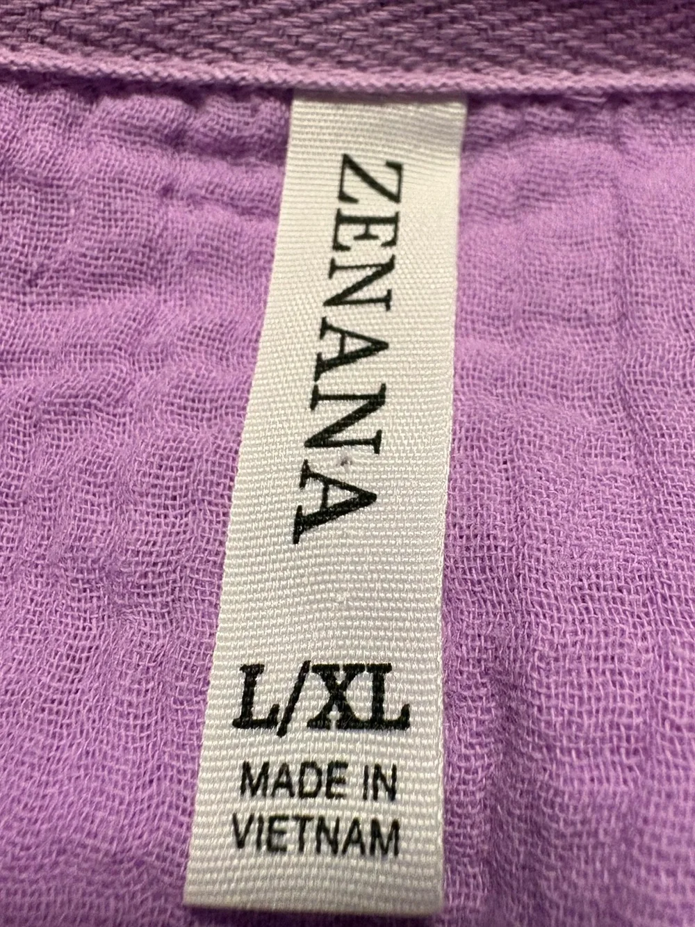 ZENANA Lilac Gauze Relaxed Fit Babydoll 100% Cotton Top - L/XL - Picture 8 of 10